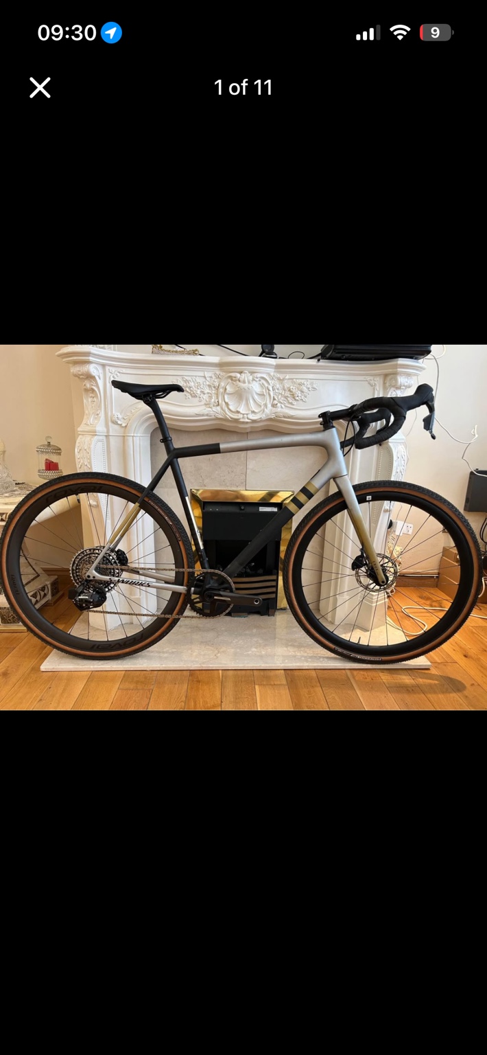 Grey Specialized S-Works Crux gravel bike, drive-side view